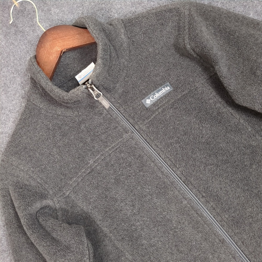 Columbia‎ Youth Large Gray Full Zip Fleece Jacket Mock Neck Outdoor Steely Gray